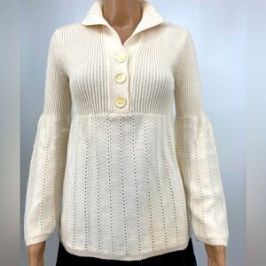 J-Jill Cotton Nylon Angora Rabbit Hair Blend Cream Sweater Size XS